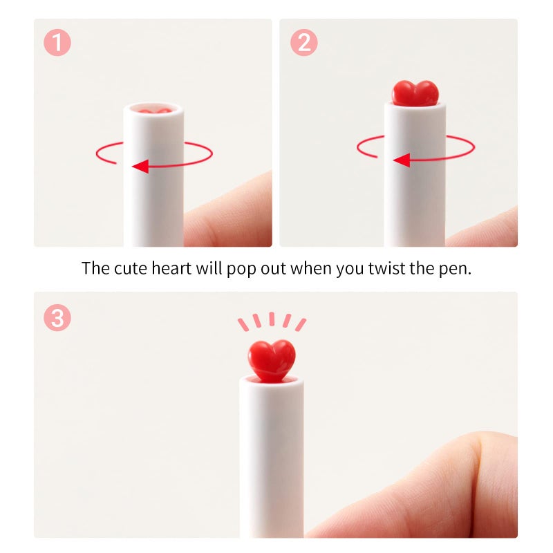Kaco FIRST Gel Pens, Pack of 2 Pieces Cute Stationery Heart Pen Set with Extra 4 Black Refills Quick Drying Holiday Office Supplies (2 Colors) - Image 2