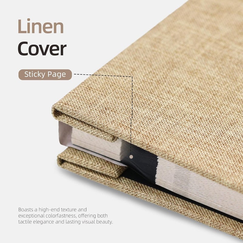 Vienrose ألبوم صور ذاتي اللصق فينروز 10 × 15 سم للصق و DIY ألبوم صور كبير من الكتان مع 40 صفحة بيضاء، هدايا عيد الزفاف والذكرى السنوية وعيد الميلاد مع قلم حبر جاف، 28 × 27 سم، أقدام - Image 5