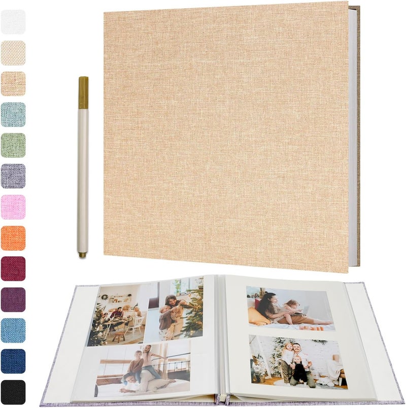 Vienrose ألبوم صور ذاتي اللصق فينروز 10 × 15 سم للصق و DIY ألبوم صور كبير من الكتان مع 40 صفحة بيضاء، هدايا عيد الزفاف والذكرى السنوية وعيد الميلاد مع قلم حبر جاف، 28 × 27 سم، أقدام - Image 1