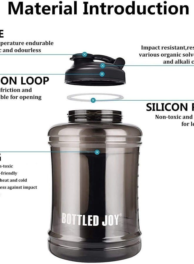GEMFUL Large Water Bottle 2.5 Litre BPA Free Drinking Big Jug for Gym Sports Men Women Black - Image 2