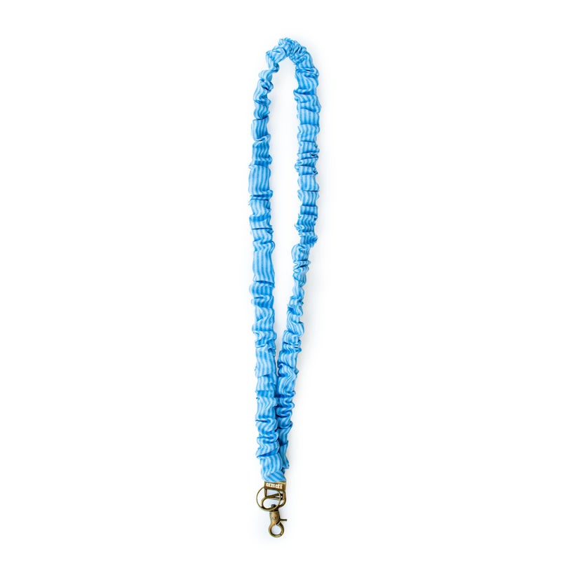 ANDI Neck Lanyard for Women - Scrunchie Cute Lanyard for Keys, ID Card Holder, Wallet - Aesthetic Long Lanyard (Blue Striped) - Image 1