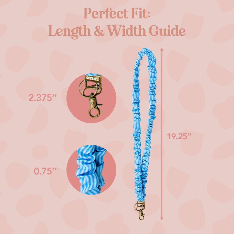 ANDI Neck Lanyard for Women - Scrunchie Cute Lanyard for Keys, ID Card Holder, Wallet - Aesthetic Long Lanyard (Blue Striped) - Image 4