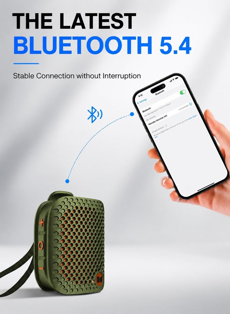 Monster مكبر صوت بلوتوث محمول قابل للارتداء ماغنتيكي M3 مع مشبك - Image 5