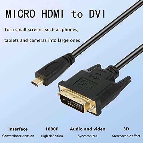 XMSJSIY Micro HDMI to DVI-D Adapter, Male to DVI Connector - 1.8M Cable for Monitor/Display/Projector Video Converter (1 Pack) - Image 4