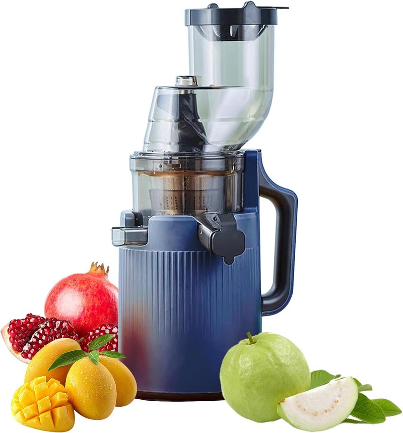 OTTAL Juicer Machines, 200W Fruit Juicer, Cold Press Juicer with 90MM Wide Feed Chute Fit Whole Vegetable and Fruit, Slow Masticating Juicer Machines with High Juice Yield，Easy to Clean, Blue - Image 1