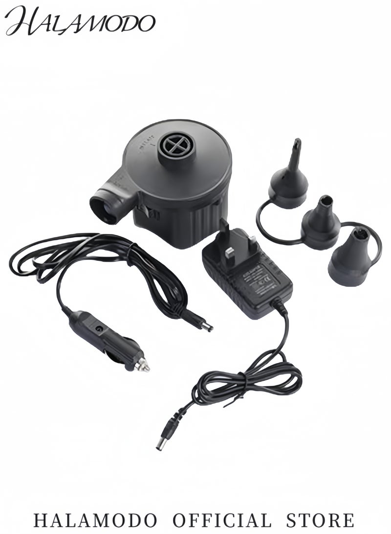 HALAMODO Electric Air Pump Portable Inflator & Deflator Pump with 3 Detachable Nozzles Equipped with AC 110V-240V Household Power Adaptor and DC 12V Car Power Adaptor for Air Mattress Boats Swimming Ring Toy - Image 2