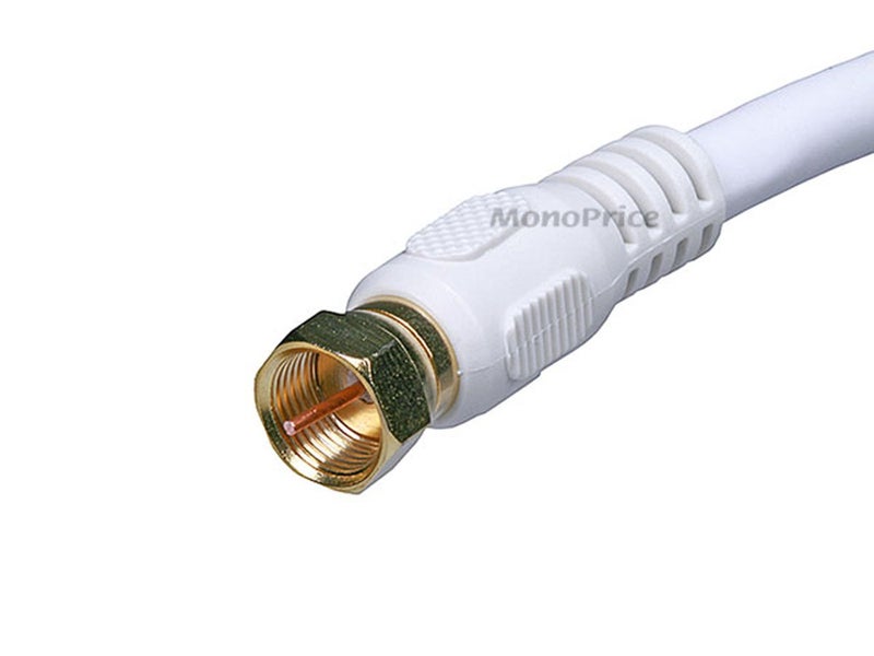 Monoprice Coaxial Cable with F Type Connector - RG6, Quad Shield, CL2, 10 Feet, White - Image 2