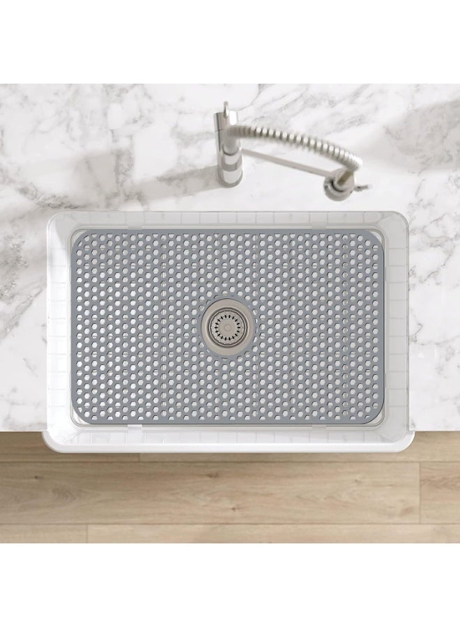 Baytna Silicone Sink Protector Mat, 62x32 cm Center Drain, Non-Slip Heat-Resistant Bottom Pad for Kitchen Sinks & Countertops (Gray) - Image 3