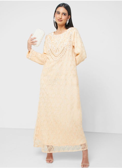 Embroidered Knitted Jalabiya