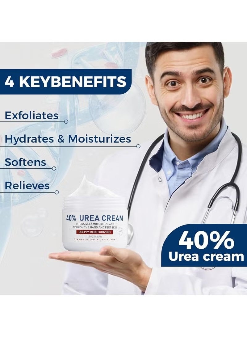 CANAMIN 40% Urea Cream for Cracked Feet & Hands 150g, Urea Cream for Dry Skin Moisturizer Cream, Callus Remover, Foot and Hand Cream Care Lotion Nourishes Repairs & Softens Skin Heels Repair Cream - Image 2