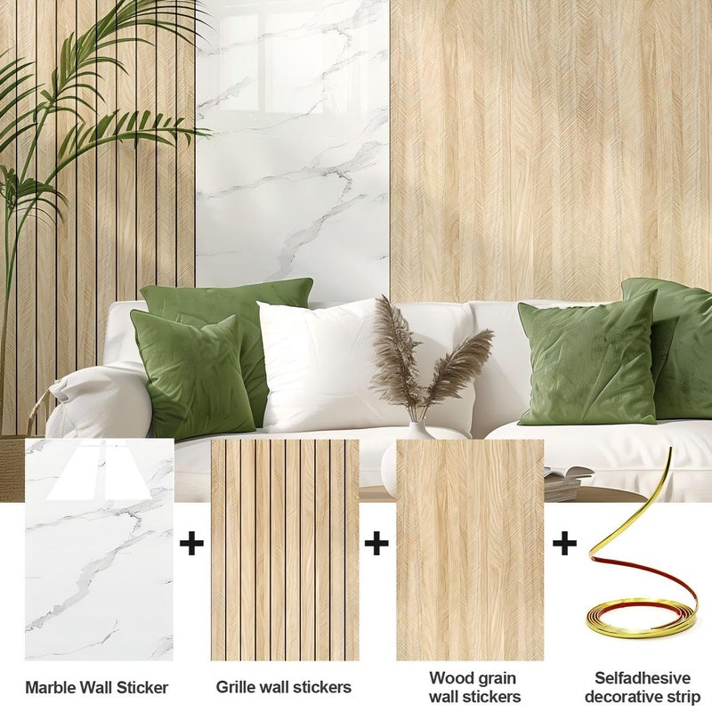 Chejiaye White Glossy Marble Wall Panel - 15.75"x118"Combination and Creative DIY ecoration,Thickened Resistant Removable PVC Marble Wallpaper &Foam Paneling for Wall,Ceiling(13Sq.ft) - Image 2