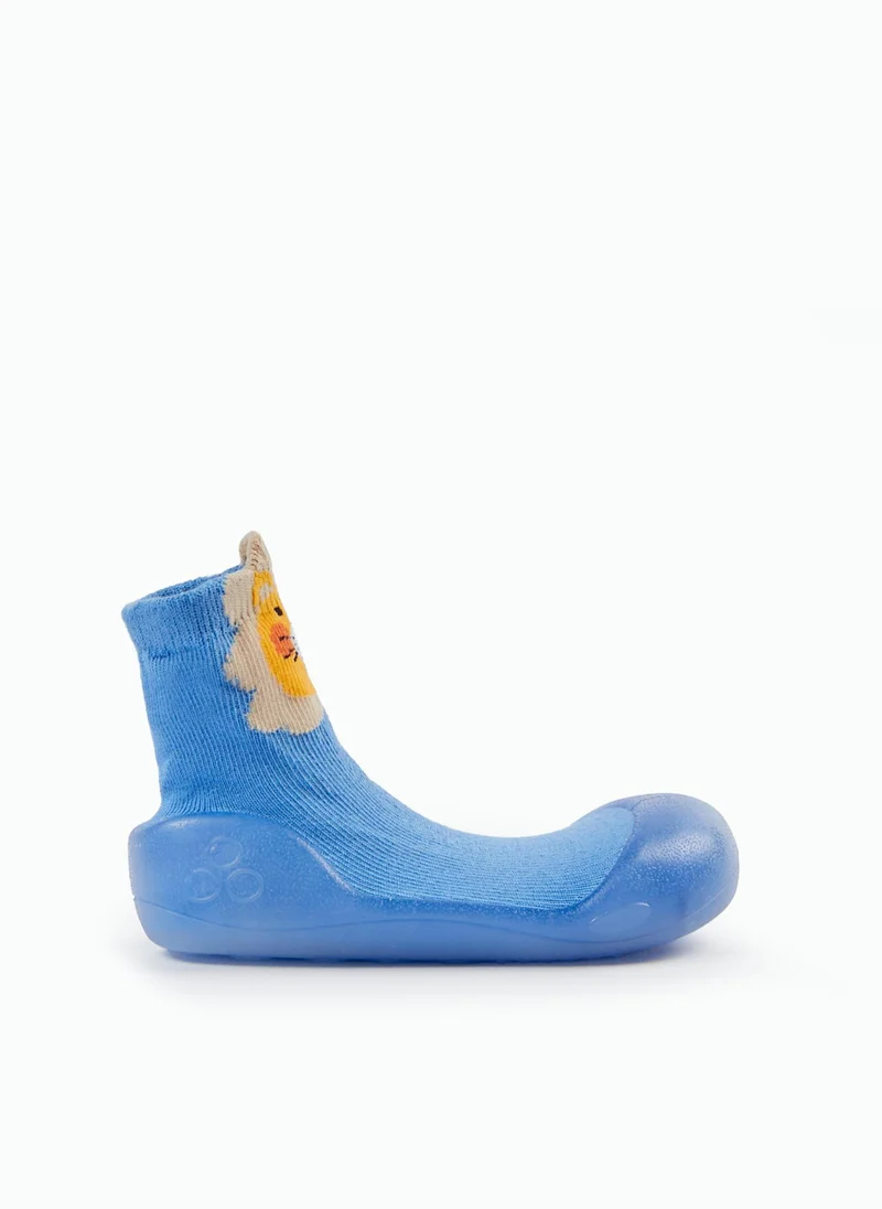 Zippy Steppies Socks with Rubber Outsole for Baby Boys 'Lion', Blue