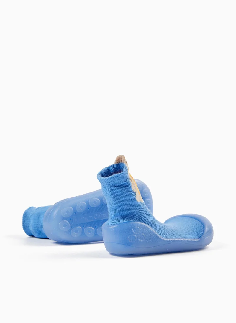 Zippy Steppies Socks with Rubber Outsole for Baby Boys 'Lion', Blue