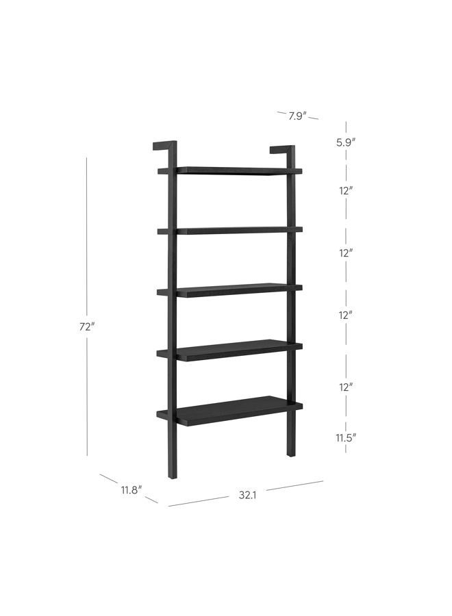 Nathan James Beacon Bohemian 5 Tier Bookshelf, Wall Mounted Bookcase, Solid Wood Bookshelf in Black Oak - Image 4
