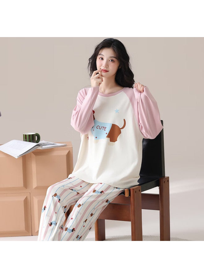 Snowflying Women's Cotton Cartoon Long Sleeve Pajamas Autumn Winter 2025 New Long Sleeve Homewear Set Suitable For Outdoor Wear - Image 3