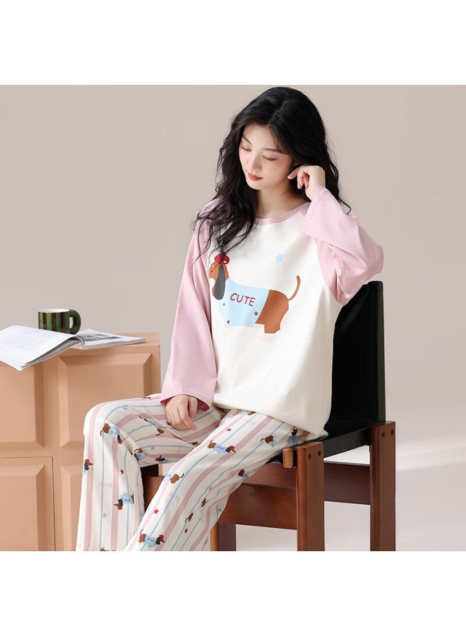 Snowflying Women's Cotton Cartoon Long Sleeve Pajamas Autumn Winter 2025 New Long Sleeve Homewear Set Suitable For Outdoor Wear - Image 2