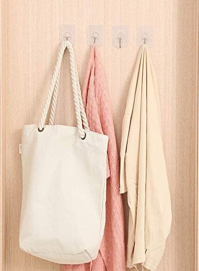 QUALIZA Adhesive Wall Hook,Reusable Waterproof Hooks for Wall, Stick-on Hook for Wall Hangers, Bedroom, Bathroom Accessories, Kitchen Accessories, Pack of 10 Hooks, Transparent - Image 4