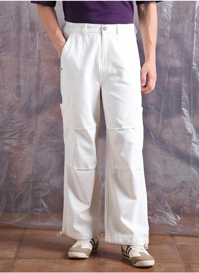 Hubberholme White Baggy Jeans Washed design crafted from 100% Cotton with Button closure.