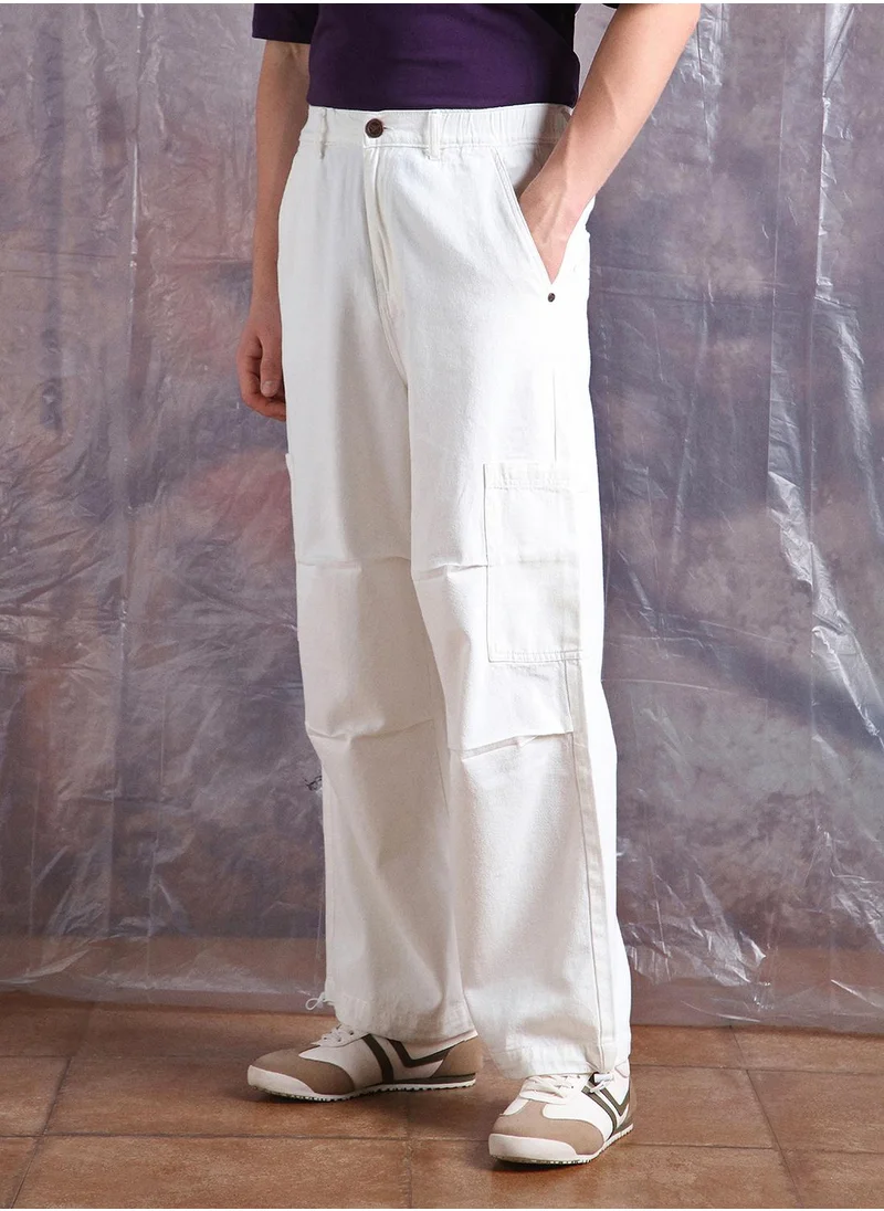 Hubberholme White Baggy Jeans Washed design crafted from 100% Cotton with Button closure.