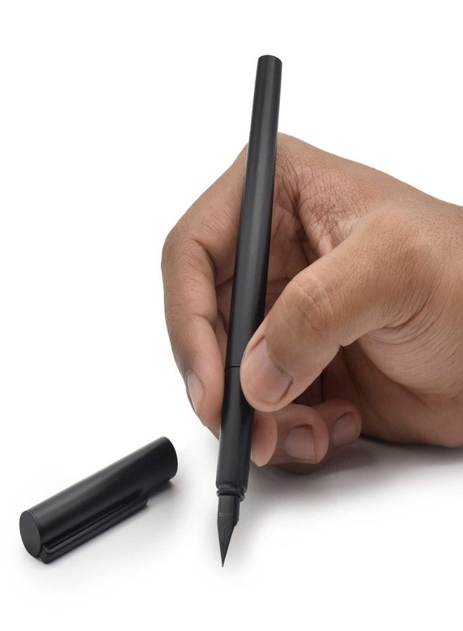 BUZZ COOL Black Fountain Ink Pen With Ink Converter Pump | Metal Body Fountain Pen with Fine Nib(0.5mm) | Zero Ink Leakage Smooth Writing Ink Pen - Image 2