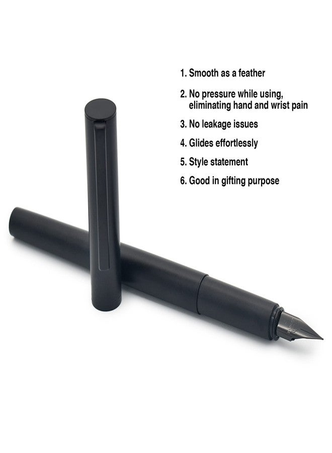 BUZZ COOL Black Fountain Ink Pen With Ink Converter Pump | Metal Body Fountain Pen with Fine Nib(0.5mm) | Zero Ink Leakage Smooth Writing Ink Pen - Image 5