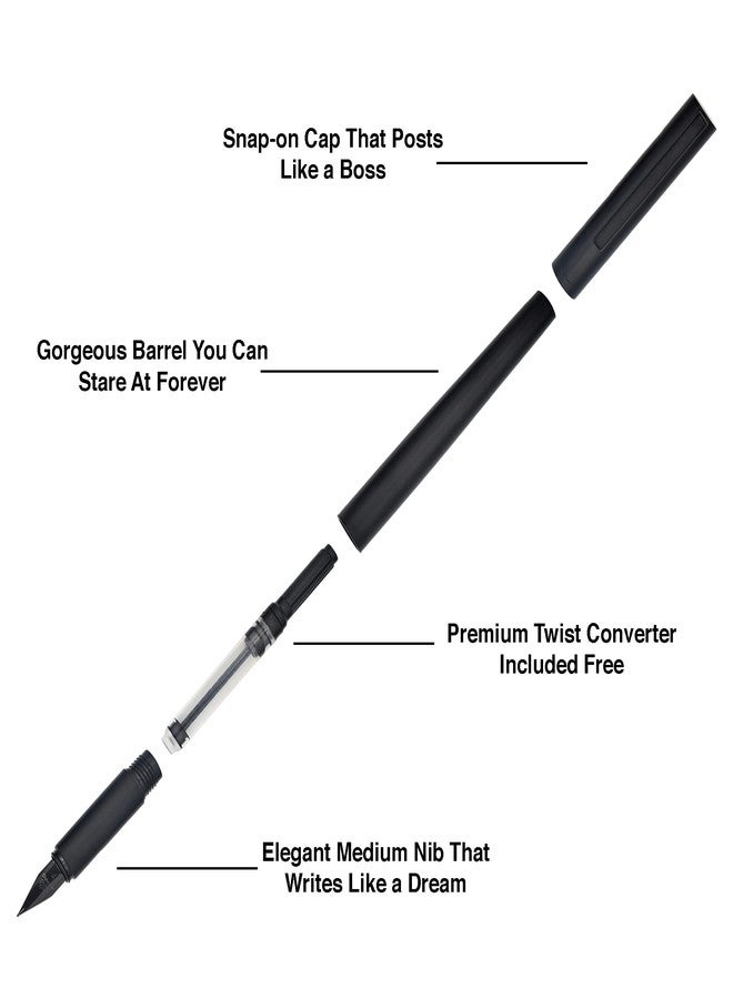 BUZZ COOL Black Fountain Ink Pen With Ink Converter Pump | Metal Body Fountain Pen with Fine Nib(0.5mm) | Zero Ink Leakage Smooth Writing Ink Pen - Image 4