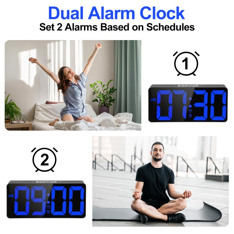 PPLEE Alarm Clock for Bedroom Heavy Sleepers with Bed Shaker & Night Light-Vibrating Digital Clock Large Dimmable LED Digits with Dual Alarm & Charging Port Table Desk Clock for Hearing Impaired Seniors - Image 5