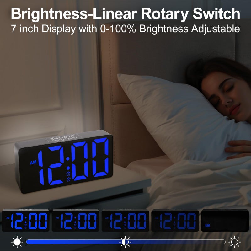 PPLEE Alarm Clock for Bedroom Heavy Sleepers with Bed Shaker & Night Light-Vibrating Digital Clock Large Dimmable LED Digits with Dual Alarm & Charging Port Table Desk Clock for Hearing Impaired Seniors - Image 4