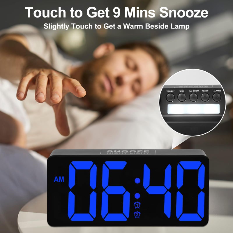 PPLEE Alarm Clock for Bedroom Heavy Sleepers with Bed Shaker & Night Light-Vibrating Digital Clock Large Dimmable LED Digits with Dual Alarm & Charging Port Table Desk Clock for Hearing Impaired Seniors - Image 3