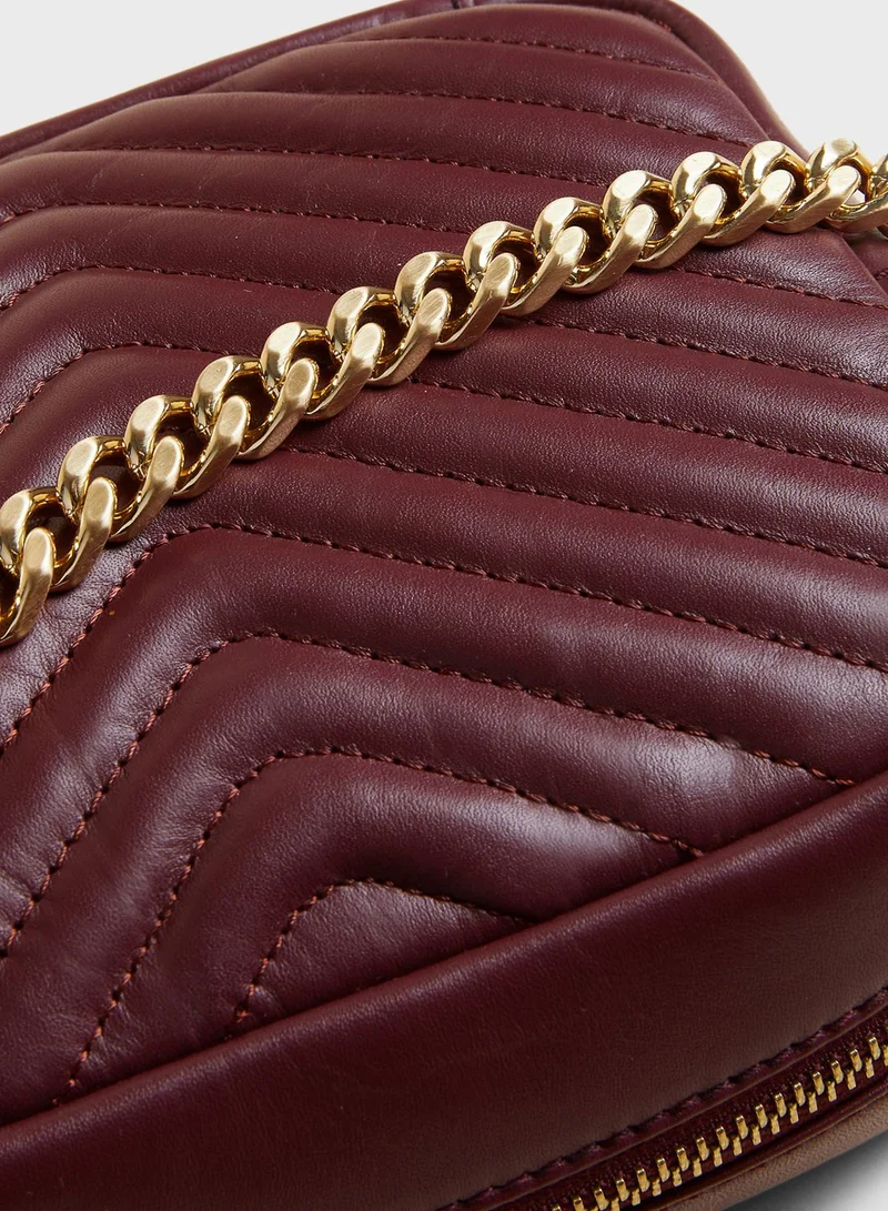 Marks & Spencer Leather Quilted Camera Crossbody Bag