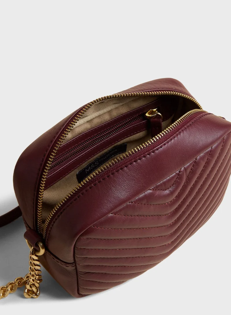 Marks & Spencer Leather Quilted Camera Crossbody Bag