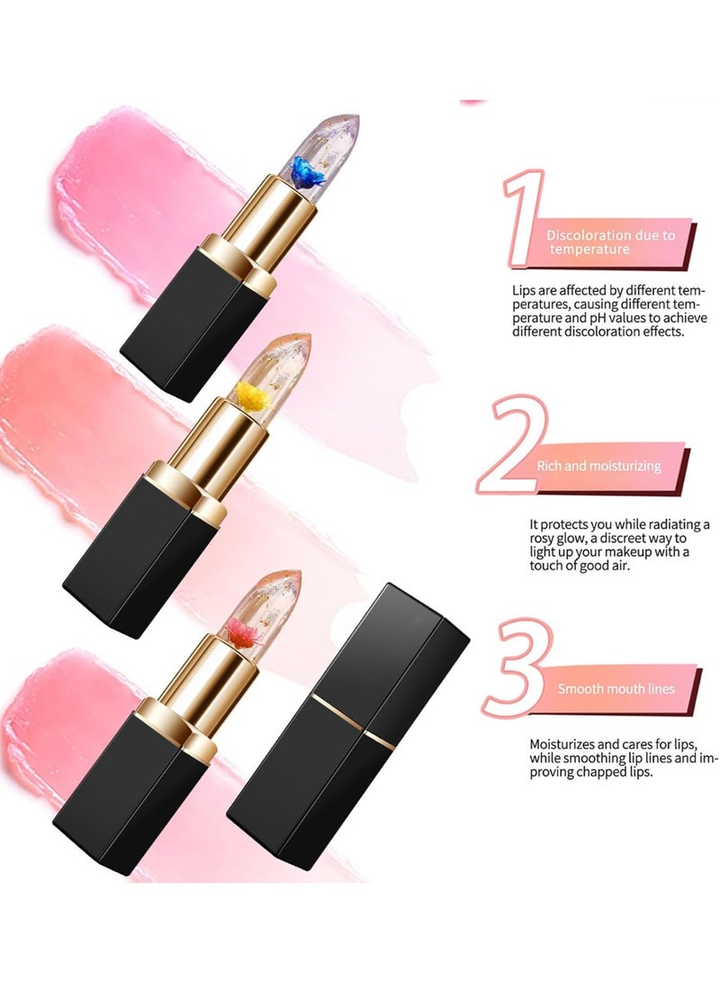 Kormesic أحمر شفاه جيلي شفاف متغير اللون مع زهرة في الداخل، مرطب وملمع ومغذي شفاه يدوم طويلاً - Image 2