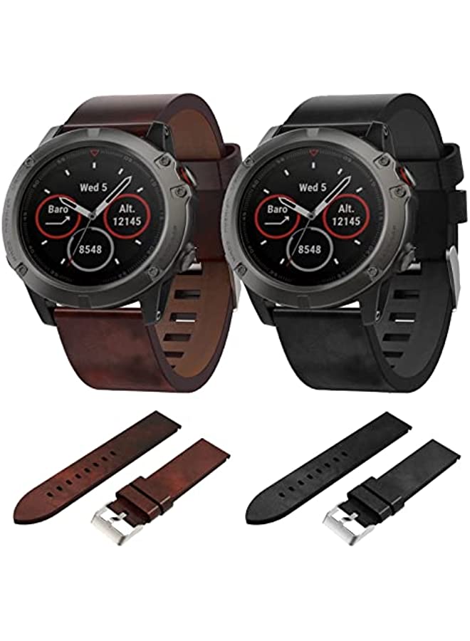 HuHa HuHa Band For Garmin Fenix 5X Sapphire 26mm Leather Steel Buckle Watch Band (Brown) - Image 3
