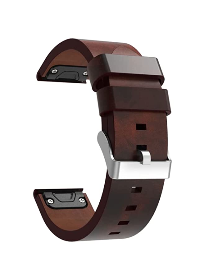 HuHa HuHa Band For Garmin Fenix 5X Sapphire 26mm Leather Steel Buckle Watch Band (Brown) - Image 2