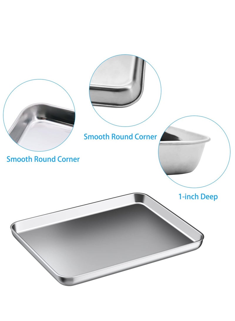 Excefore Stainless Steel Pan Baking Tray with Cooling Rack,Easy Clean & Dishwasher Safe, Oven Trays for Bread/Biscuits/Meat Cooking - 12 x 10 x 1 inch - Image 2