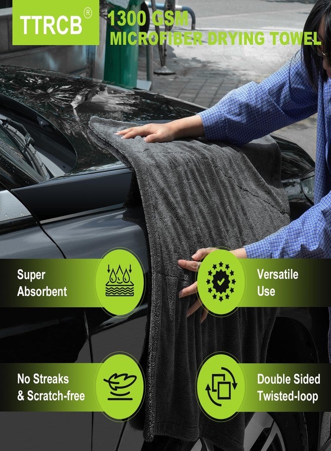 TTRCB 2 Pack Microfiber Towels for Cars, Car Drying Towel (36" x 24"), 1300 GSM Ultra-Absorbent, Streak Free, Premium Double Twisted-Loop Drying Towels Car Detailing with Car Wash Mitt for SUV, RV, Truck - Image 2