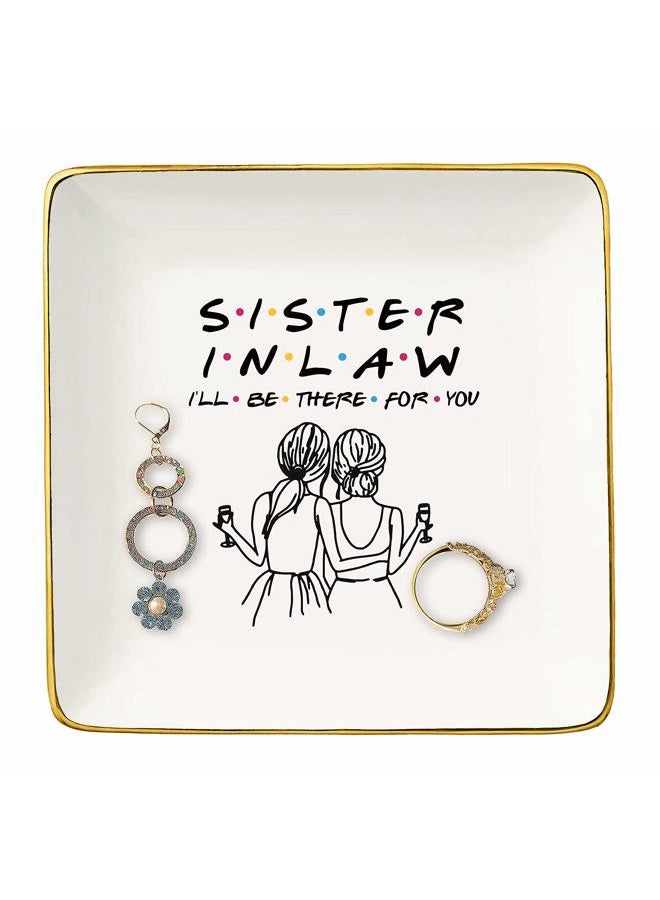 Topthink Sister-in-Law Gift,Bonus Sister Present,Friends TV Show,Unbiological Sis Presentt,Birthday Wedding Mother's Day Christmas Graduation Gifts,I'll Be There for You-Jewelry Tray,Ring Dish,Trinket Holder - Image 1