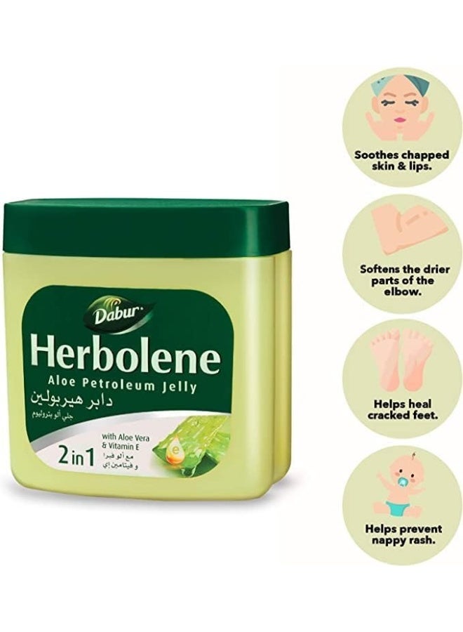دابر جيلي بتروليوم دابر هيربولين بالألوفيرا (4 عبوات × 50 مل) | غني بالألوفيرا وفيتامين هـ | للبشرة الجافة والخشنة والشفاه المتشققة | عبوة اقتصادية للغاية - Image 2