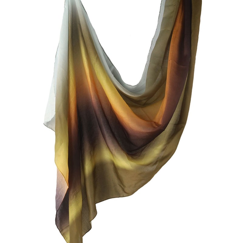 Best-Selling Watercolor Tie-Dye Cotton Scarf - Satin Polyester Long Wrap, Turkish Headscarf