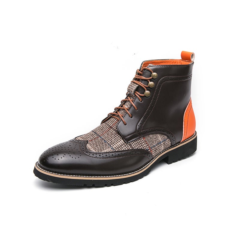 Three-joint leather shoes spring and summer business formal wear lace-free trend fashion low-side unit distribution single-layer shoes casual Europe and the United States brown