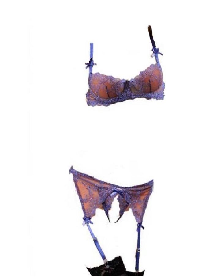 Generic - Women Floral Bra With Push-up Steel And Garter Panty Stockings Lingerie sets - Image 1