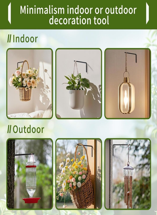 Gintong Uwak 2 Pack 8 Inch Plant Hanger Hooks for Indoor Hanging Plants, Heavy Duty Steel Hanging Plant Brackets Wall Mount Hooks for Hanging Bird Feeders Flower Basket Wind Chime Solar Lanterns Outdoor, Black - Image 3
