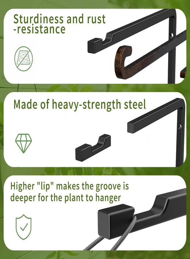 Gintong Uwak 2 Pack 8 Inch Plant Hanger Hooks for Indoor Hanging Plants, Heavy Duty Steel Hanging Plant Brackets Wall Mount Hooks for Hanging Bird Feeders Flower Basket Wind Chime Solar Lanterns Outdoor, Black - Image 4