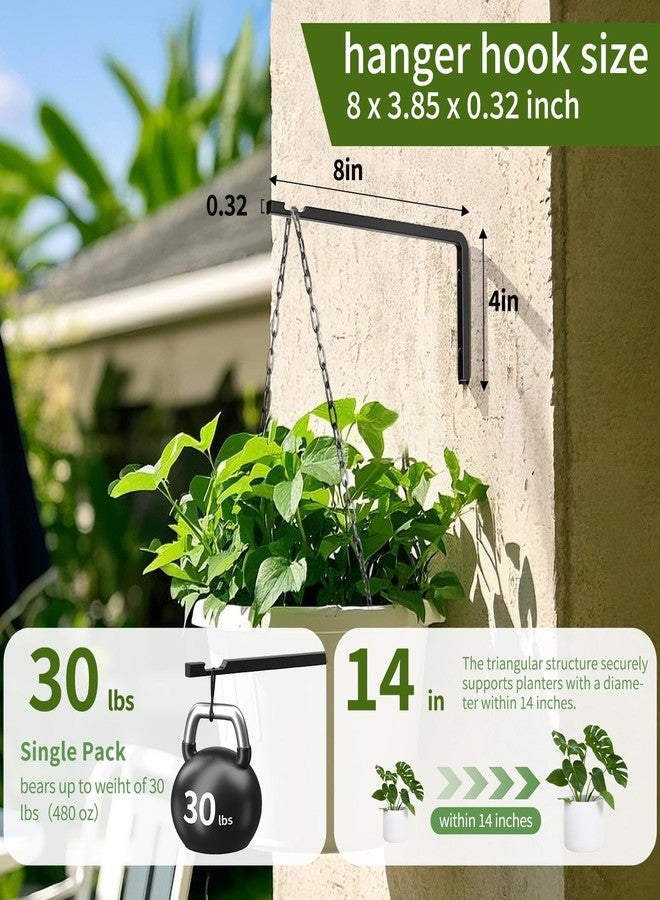 Gintong Uwak 2 Pack 8 Inch Plant Hanger Hooks for Indoor Hanging Plants, Heavy Duty Steel Hanging Plant Brackets Wall Mount Hooks for Hanging Bird Feeders Flower Basket Wind Chime Solar Lanterns Outdoor, Black - Image 2
