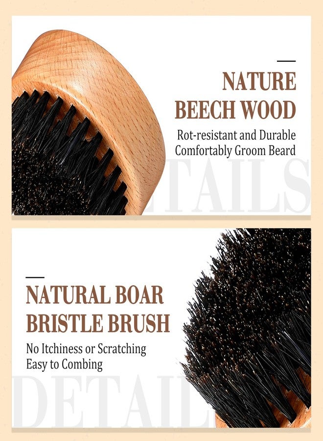 Maitys 10 Sets Beard Brush and Comb Set Bulk Boar Bristle Beard Brush Comb Scissors Kit Gifts for Men Father Colleague Employee Appreciation(Round Brush) - Image 4