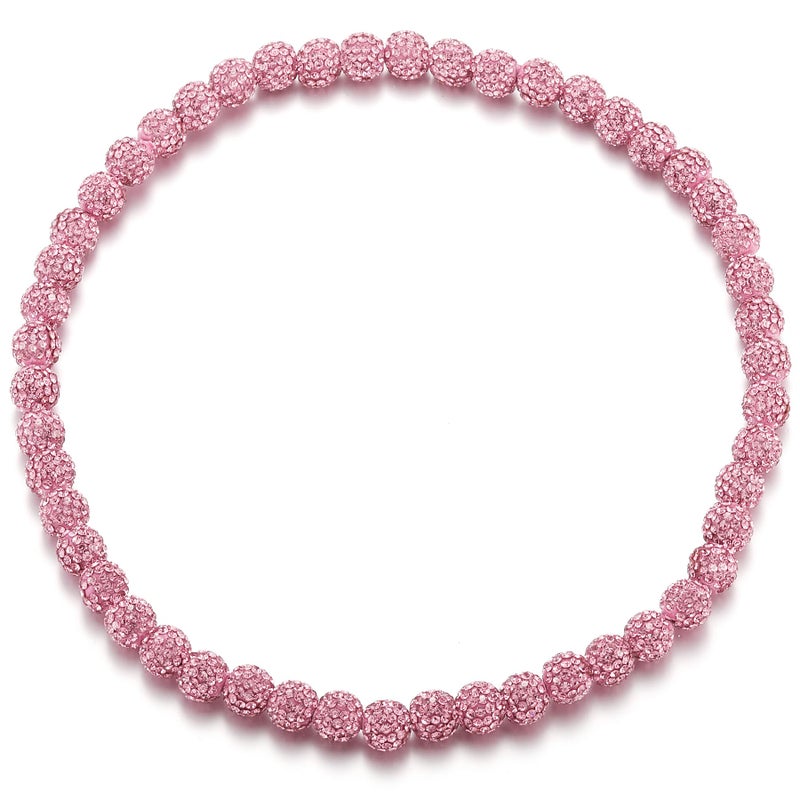 SKQIR Baseball Beaded Necklace for Men Women Bling Rhinestone Baseball Drip Accessories Sparkly Hot Pink Diamond Ice Chain Necklace Cool Inspired Sports Gifts for Player Team Lover - Image 1