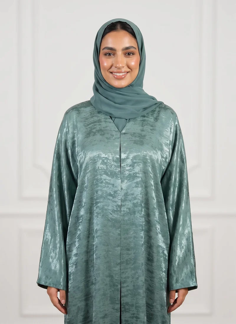 نخبة Sage Metallic Textured Satin Abaya-950