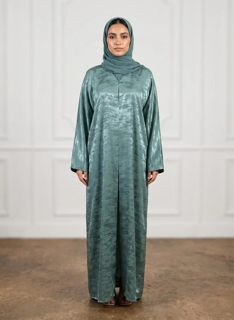 نخبة Sage Metallic Textured Satin Abaya-950
