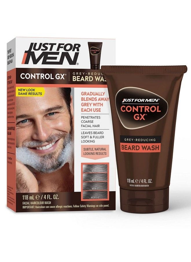 Just For Men شامبو غسيل اللحية من كونترول جي إكس لتقليل اللون الرمادي يصبغ الشارب واللحية تدريجيًا ويترك شعر الوجه أكثر نعومة وامتلاءً، عبوة من قطعة واحدة، 4 أونصات سائلة  - Image 2