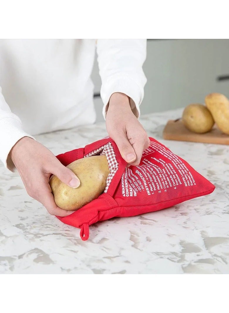 AROAQ Reusable Microwave Potato Cooking Bag Fast Baked Potato Pouch for Perfect Potatoes in Minutes Convenient Kitchen Accessory Red - Image 2